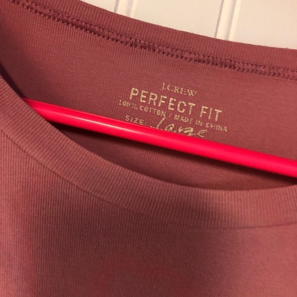 J Crew Perfect Fit Women's Pink Long Sleeve Top Crewneck Solid Large Cotton - Picture 4 of 4